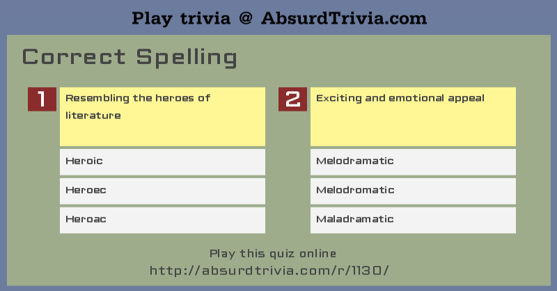 Trivia Quiz : Correct Spelling