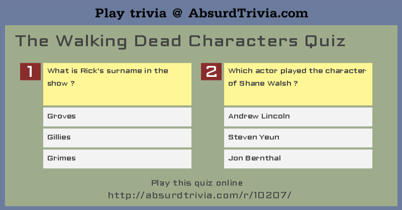 Quizzes dead trivia the walking How Well