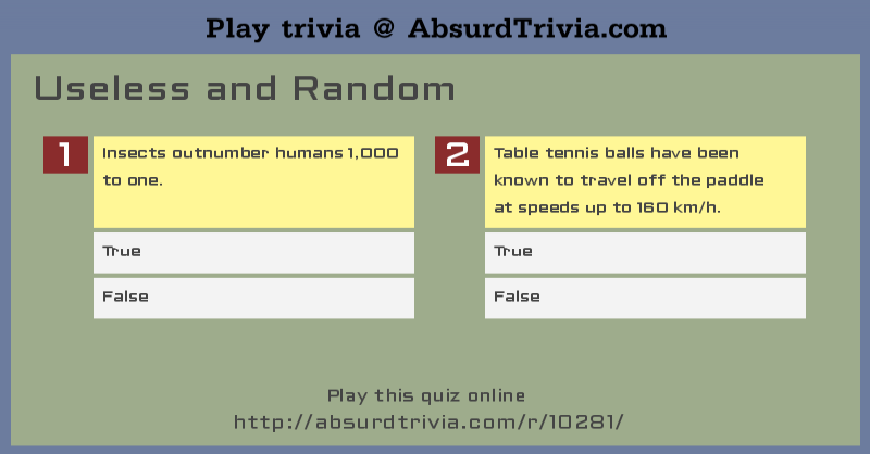 Trivia Quiz Useless And Random