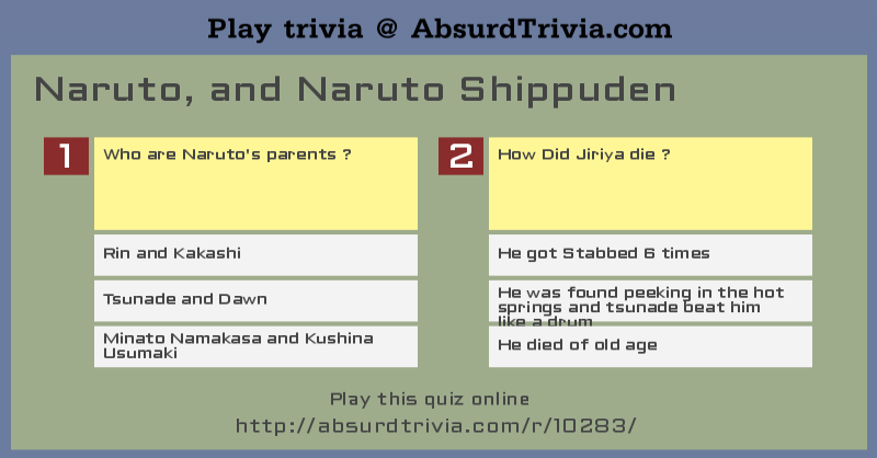 Trivia Quiz Naruto And Naruto Shippuden 