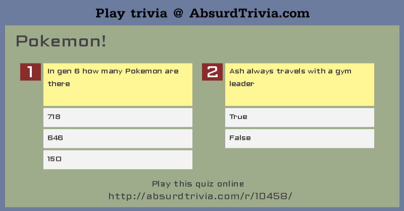 Trivia Quiz Pokemon