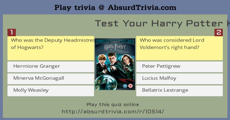 Harry Potter Film Quiz Harry Potter Film Quiz