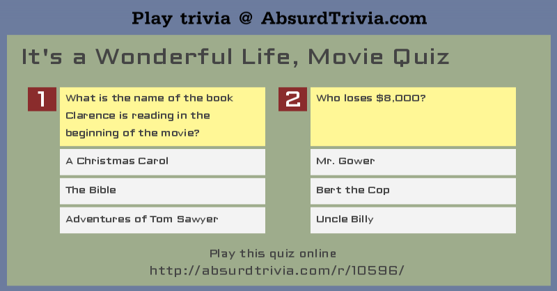 It S A Wonderful Life Movie Quiz