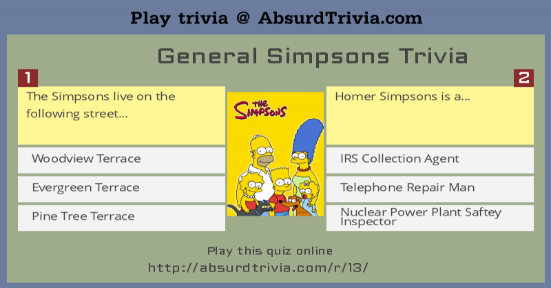 General Simpsons Trivia