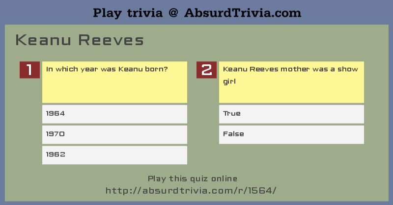Trivia Quiz Keanu Reeves