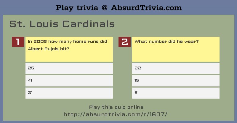 Trivia Quiz : St. Louis Cardinals