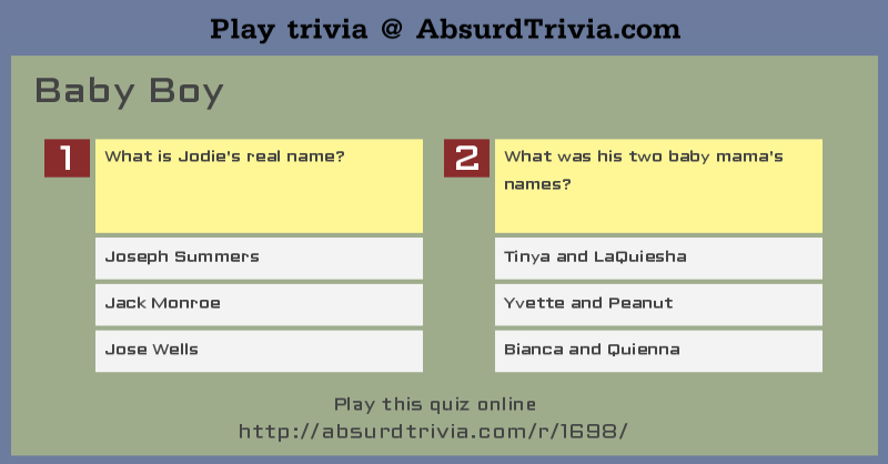trivia quiz baby boy