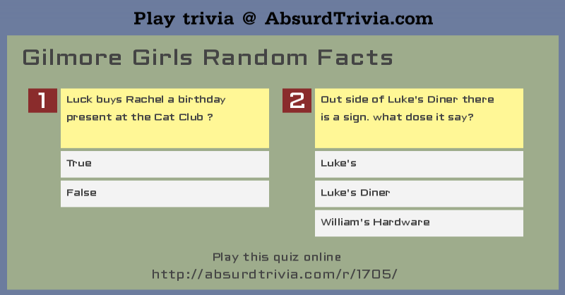 Trivia Quiz Gilmore Girls Random Facts