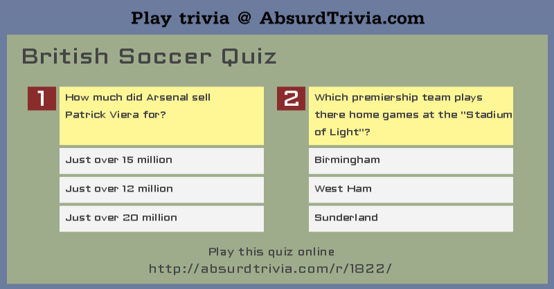 British Soccer Quiz