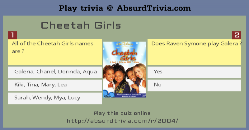 Trivia Quiz : Cheetah Girls