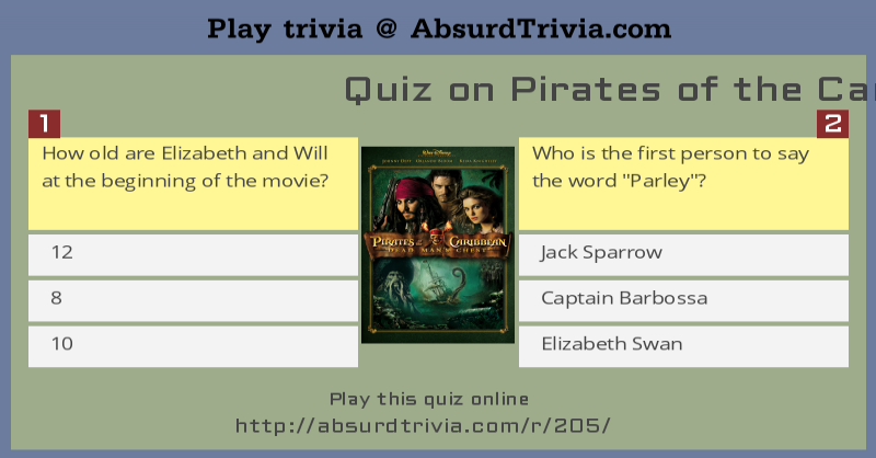 Trivia Quiz Quiz On Pirates Of The Caribbean