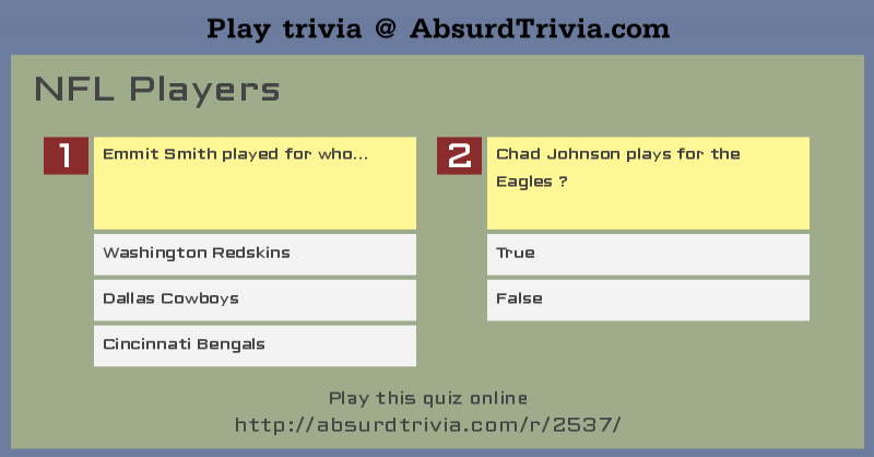 Trivia Quiz Nfl Players