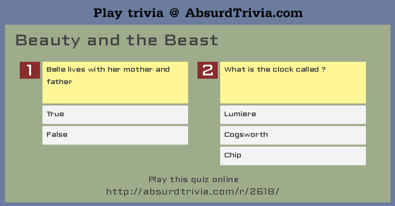 Trivia Quiz Beauty And The Beast