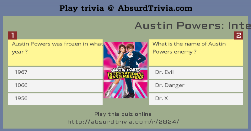Trivia Quiz Austin Powers International Man Of Mystery