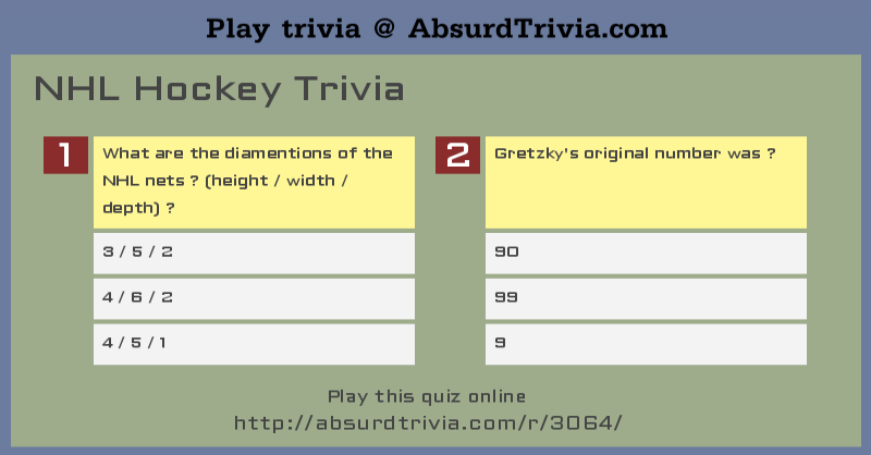 NHL Hockey Trivia