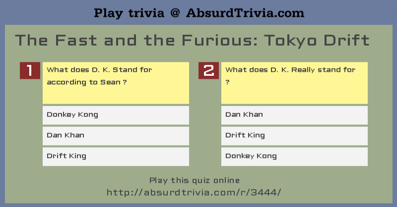 Fast And Furious Tokyo Drift Quiz - ProProfs Quiz