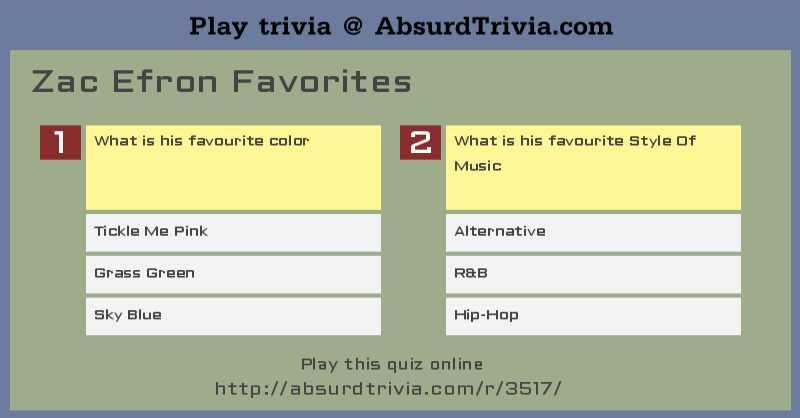trivia quiz zac efron