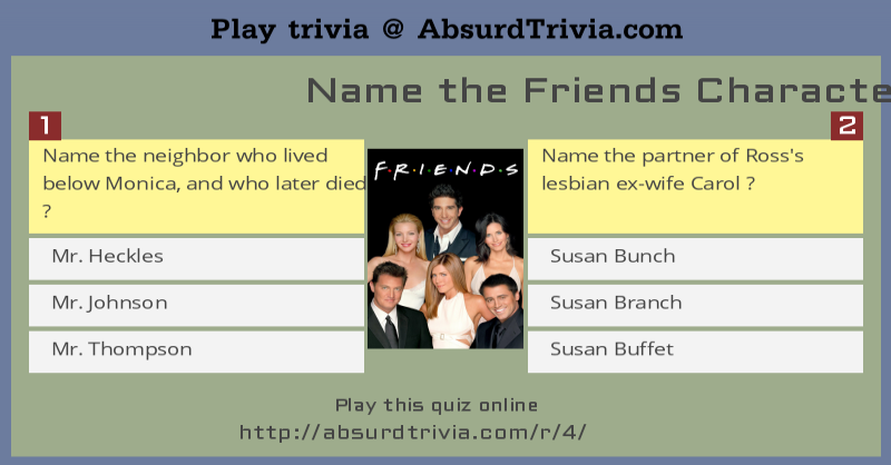Trivia Quiz Name The Friends Character