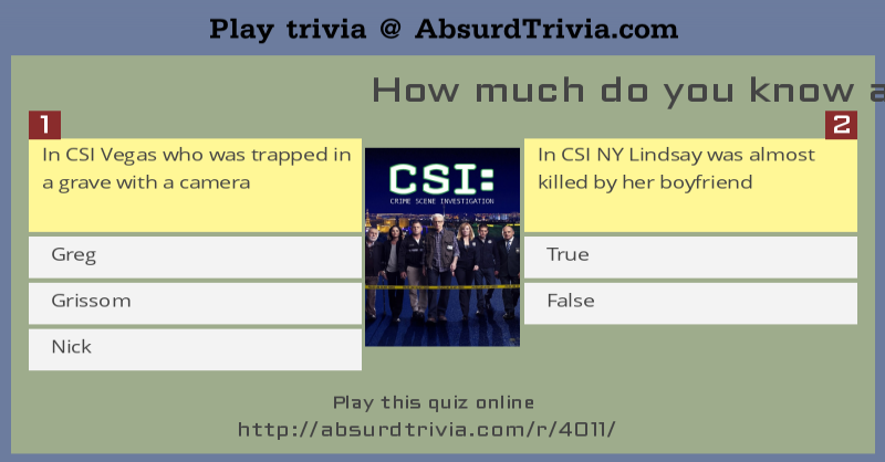 Trivia Quiz : How much do you know about CSI - How Much Does A Csi Make A Month