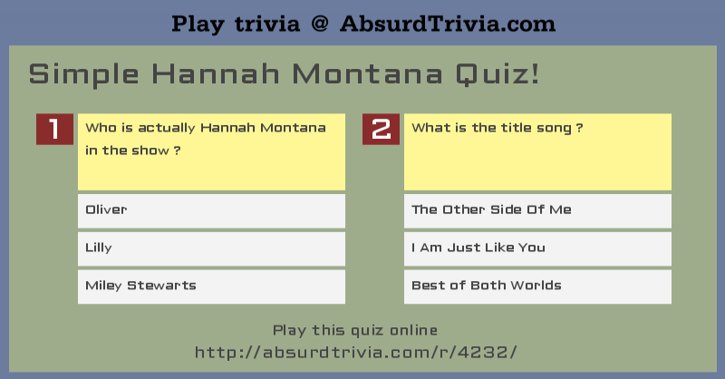 Simple Hannah Montana Quiz