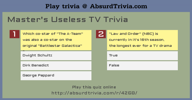 Master S Useless Tv Trivia