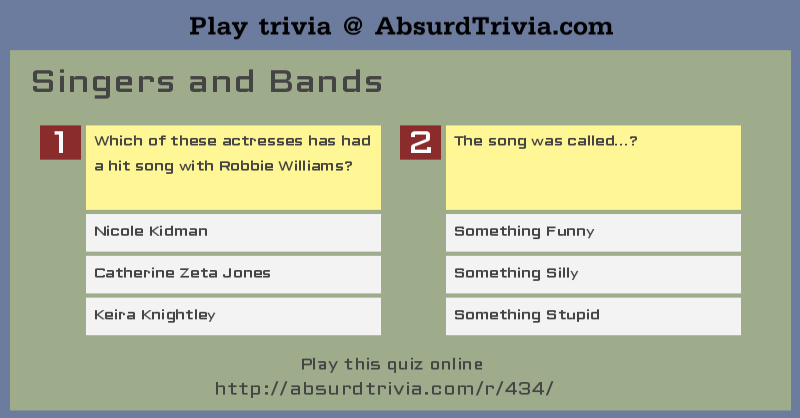Trivia Quiz Singers And Bands Trivia Quiz Singers And Bands
