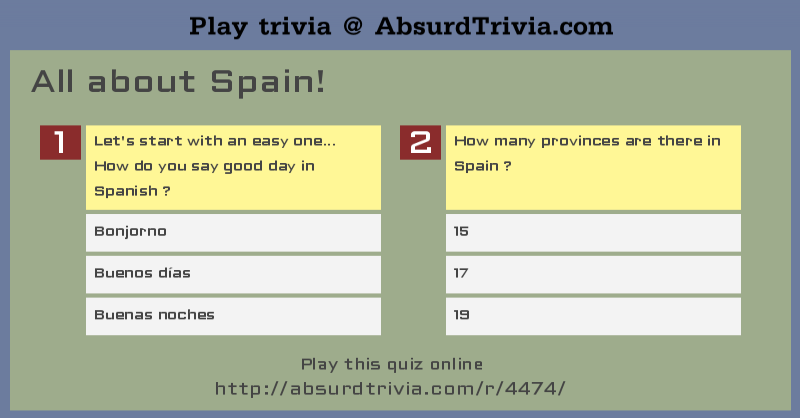Trivia Quiz All About Spain