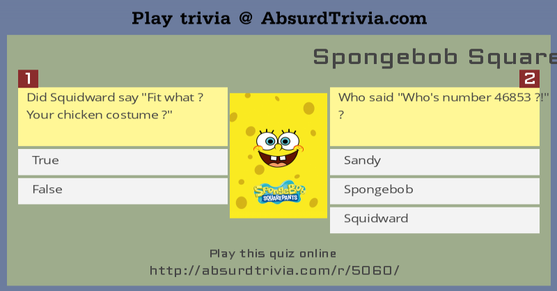 Trivia Quiz Spongebob Squarepants Guess Who Said What