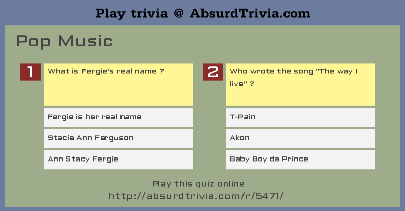 Trivia Quiz : Music