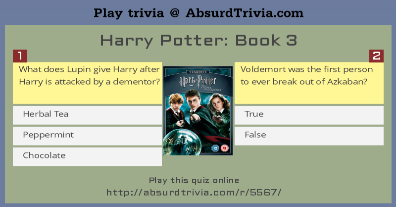 Trivia Quiz Harry Potter Book 3