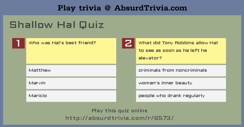 Shallow Hal Quiz