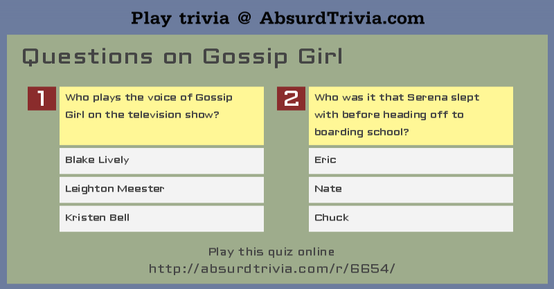 Trivia Quiz Questions On Gossip Girl