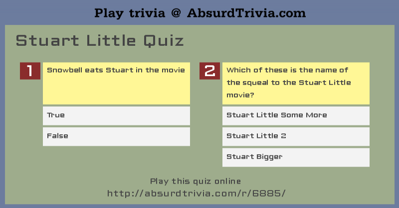 Stuart Little Quiz Stuart Little Quiz