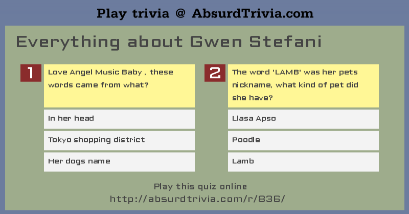 Gwen Stefani Trivia