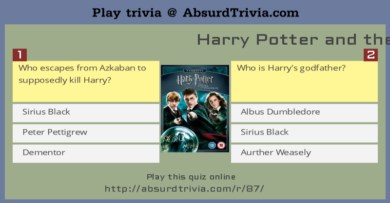 Trivia Quiz Harry Potter And The Prisoner Of Azkaban
