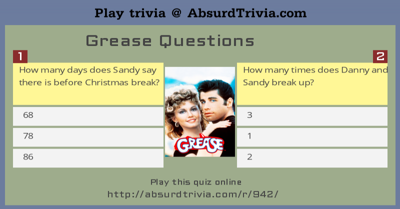 Trivia Quiz Grease Questions